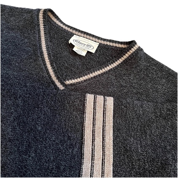 GLORY US Other - VTG Glory US‎ Women's M Cropped Sweater Gray Rugby Stripe Retro 80's Preppy USA